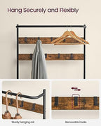 VASAGLE Hall Tree with Bench and Shoe Storage, 9 Movable Hooks, Top Bar - Image 5