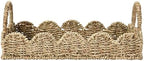 Household Essentials Seagrass Decorative Tray with Scalloped Edge, Handwoven Natural Wicker Organizer Basket with Handles & Iron Frame for Coffee Tables, Bathrooms & Countertops (Pack of 8) - Image 3