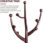 Bekrvio Freestanding Wood Coat Rack with Stable Sphere Base, Wine Red - Image 5