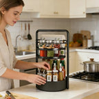 Rotating Spice Rack with Paper Towel Holder, Black - Image 2