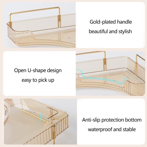 shuang qing 2-Tier Corner Bathroom Counter Organizer – Classic Storage Shelf for Makeup, Perfume & Toiletries, Space-Saving Countertop Tray Fits Bathroom, Dresser, Kitchen (Vintage Gold) - Image 3