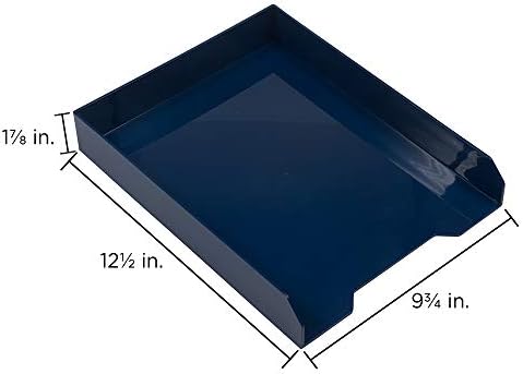 JAM PAPER Stackable Paper Trays - Navy Blue - Desktop Document, Letter, & File Organizer Tray - 2/Pack - Image 6