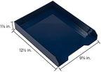 JAM PAPER Stackable Paper Trays - Navy Blue - Desktop Document, Letter, & File Organizer Tray - 2/Pack - Image 6