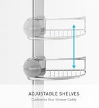 simplehuman 8' Tension Pole Shower Caddy, Stainless Steel and Anodized Aluminum - Image 2