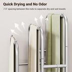ELYKEN 40" H Freestanding Towel Rack with Shelf, 3 Tier Towel Stand, Silver - Image 5