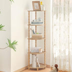MaxSmeo Corner Bookshelf, 5-Tier Corner Shelf Stand, Modern Corner Plant Shelves with Storage, for Bedroom, Bathroom, Kitchen, Living Room (Rustic Walnut) - Image 5
