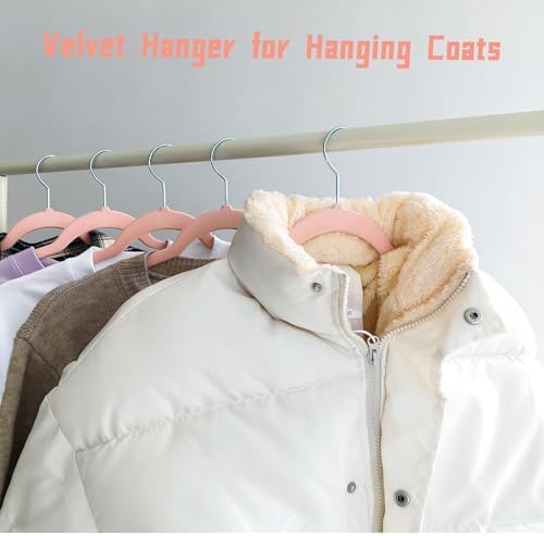 Pink Velvet Hangers 100 Pack, Adult Hangers Anti-Slip Slim Space Saving Hangers with 360° Swivel Hook, 17.5 Inch Clothes Hangers for Coats,Sweater,Jackets,Dresses, Shirts, Suits & T-Shirts - Image 4