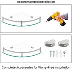 Glass Corner Shelves Tempered Bathroom Eestantes para Baños with Rail Wall Mounted Drill Hole for Corner Shower Shelf for Inside Shower 2 Pack（Sliver） - Image 4