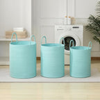 Laundry Basket Hamper Tall Rope Storage Woven for Blanket toys Dirty Clothes in Living Room Bathroom Bedroom (Cyan, 60L/15.8Gal) - Image 6