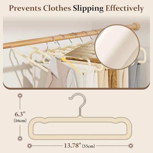 Velvet Felt Pants Hangers 60 Pack, with Cascading Hooks (Ivory) - Image 2