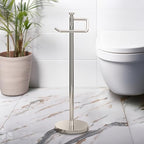 Gatco 1435PN Freestanding Toilet Paper Holder, 23.68” H, Polished Nickel | Toilet Tissue Roll Holder Stand with Weighted and Padded Base for Bathroom - Image 2