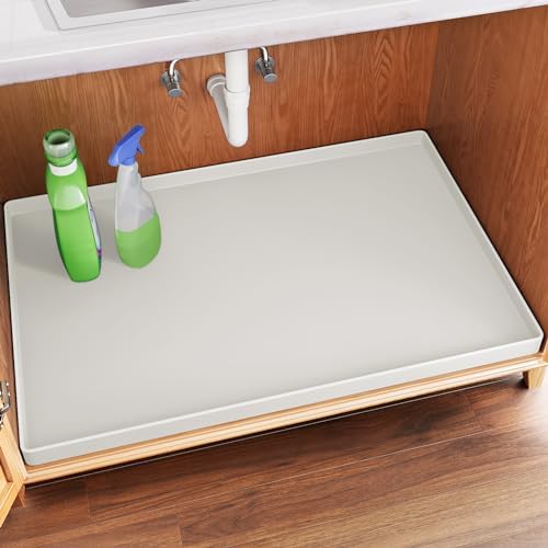 FLATO Waterproof Under Sink Mat, 28" x 22", White by Unknown