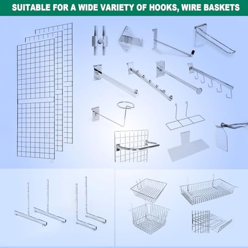 Grid Wall Commercial Grade Grid Panels Heavy Duty Panel for Retail Display 2' W x 4' H, Black (Pack of 3) Portable - Image 5