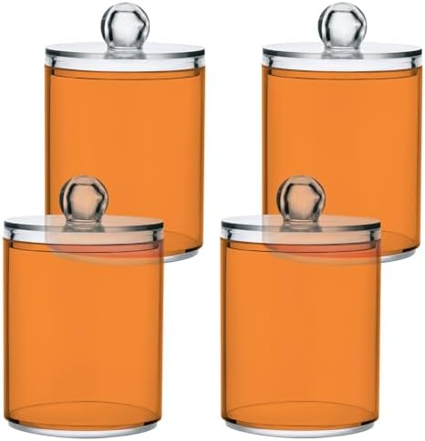 4 Pack Qtip Holder Dispenser with Lids,Orange Storage Containers,Bathroom Canisters Organizer for Cotton Ball,Cotton Swab,Cotton Round Pads,Floss 21214718 by Unknown