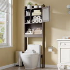 ZENY Over The Toilet Storage Cabinet, Bathroom Organizer with Adjustable Shelf and Double Doors, Freestanding Bathroom Space Saver Toilet Rack (Brown) by ZENY