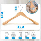 Amber Home 6 Pack Natural Wide Shoulder Wooden Suit Hangers - Image 2