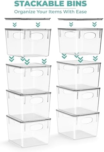 Sorbus Medium Plastic Storage Bins with Lids - Kitchen, Pantry, Refrigerator Organizer Bins - Clear, 2 Pack - Image 4