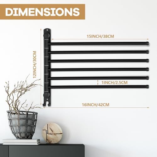 Teenyyou 16.5" Swivel Towel Rack 6 Arms 304 Stainless Steel Black - Image 2