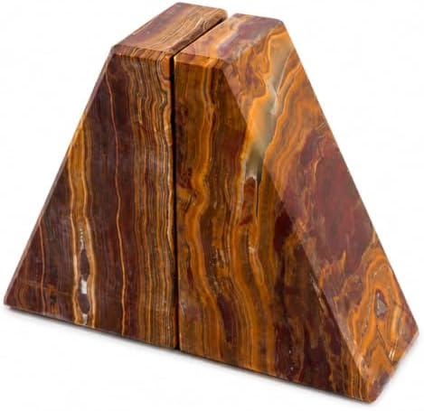 Koville Onyx Bookends for Shelves, Large Marble Bookends for Heavy Books, Non-Slip Heavy Duty Book Stopper for CD/Movies, Aesthetic Decorative Book Ends for Bookshelf Table Home Decor by Koville
