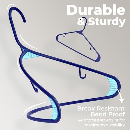 HOUSE DAY Blue Plastic Hangers 120 Pack, Slim Space-Saving Clothes Hangers - Image 5