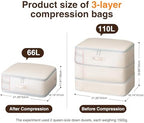 Homsorout 4 Pack Compression Storage Bags - 110L Large Capacity Comforter Storage Bag, 3-Layer Washable Ultra Space Saving Self Compression Organizer Space Bags for Blankets, Sweaters, Sheets, Beige - Image 2