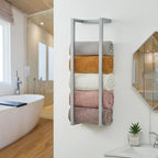 Wall Mounted Metal Bathroom Towel Rack for Modern Small Spaces - Rolled Towel Holder with 3 Compartments by Roeveca