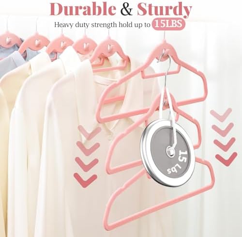 Velvet Felt Stackable Hangers 50 Pack, Thin & Space Saving, Pink - Image 2