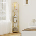 Homhedy 6-Tier Gold Corner Shelf Stand, Metal Corner Bookshelf - Image 7