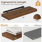 24 Inch Floating Shelves for Wall 2 Pack, Wood Wall Bathroom Shelves - Image 3