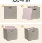 Posprica Collapsible Storage Bins,13×13 Foldable Storage Cube Boxes Fabric Drawer Fabric Storage Bins Vinyl Record Light Coffee, 4 Pack - Image 7