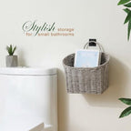 84ECO Set of 2 Grey Woven Paper Rope Hanging Baskets for Organizing, Front Door, Mail, Flowers - Image 4