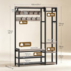 RALGEND Hall Tree with Bench and Shoe Storage, Shoe Rack with Coat Rack - Image 3