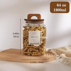 2 Pack Large Glass Flour and Sugar Containers with 132 Pantry Labels - 64 FL OZ Glass Canisters with Bamboo Airtight Lids - Farmhouse Glass Cookie Jars for Rice, Pasta, Cereal, Bath Salt - Image 4