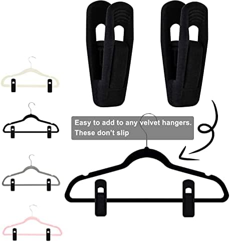 TOFIIGREM Black Velvet Hanger Clips (60-Pack), Strong Finger Clips for Velvet Hangers, Skirt Hanger Clips Fit for Flocking Hangers - Image 4