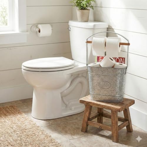 Autumn Alley Farmhouse Toilet Paper Holder - Free Standing With Reserve Storage for Mega Rolls, Magazines - Bathroom Accessories, Galvanized Decor - Image 2