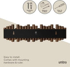 Umbra Picket Coat Rack, Wall Mount 8 Flip-Down Coat Hooks, Walnut - Image 6