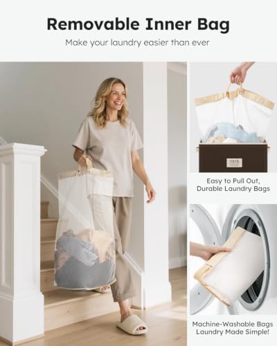 SOLEDI 100L Laundry Hamper with Lid, Large Collapsible Laundry Basket - Image 5