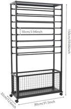 Ribbon Organizer Rack, Double-Sided 16 Tier Ribbon Storage Holder, Floral Wrapping Paper Spool Stand Racks for Craft Room, Scarf Tie Belt Towel Display Shelf Sewing Station Cart, Black, 31.5in Wide - Image 3