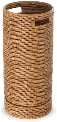 KOUBOO La Jolla Rattan Umbrella Stand, Handmade, Honey Brown, Umbrella Holder, Sturdy, Walking Sticks, Canes, Entryway, Mudroom, Office, Dip Tray, Home Decor by KOUBOO