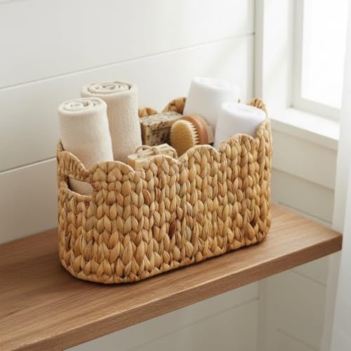 Coeusy Toilet Paper Basket, Scalloped Wicker Basket for Bathroom Organizer - Image 3