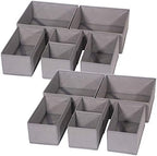 DIOMMELL 12 Pack Foldable Cloth Storage Box Closet Dresser Drawer Organizer Fabric Baskets Bins Containers Divider for Baby Clothes Underwear Bras Socks Lingerie Clothing,M Grey 444 by DIOMMELL