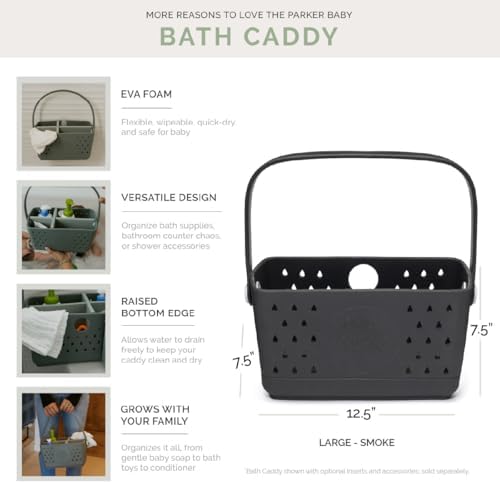 Parker Baby Co. Quick-Dry Bath Caddy Organizer with Handle - Smoke, Large - Image 4