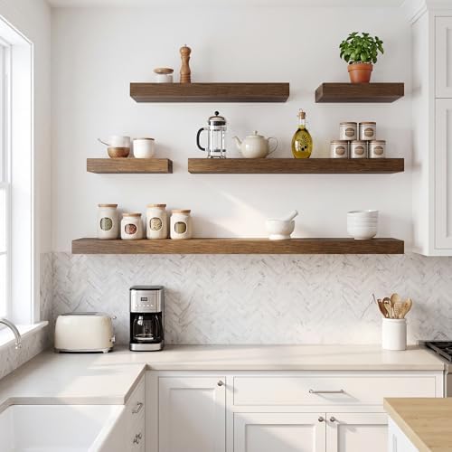 RICHFOCUS Bathroom Floating Shelves for Wall 2Pack|Walnut|28" L - Image 2