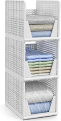 Sorbus Stackable Closet Organizer, Open-Front Shelf Bins (3 XL) by Sorbus