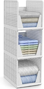Sorbus Stackable Closet Organizer, Open-Front Shelf Bins (3 XL) by Sorbus