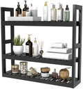 Domax Bamboo Bathroom Shelf 3-Tier Wall Mount Storage Rack Multifunctional Adjustable Layer Free Standing Over Toilet Utility Shelves Living Room Kitchen (Black) by Domax