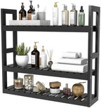 Domax Bamboo Bathroom Shelf 3-Tier Wall Mount Storage Rack Multifunctional Adjustable Layer Free Standing Over Toilet Utility Shelves Living Room Kitchen (Black) by Domax
