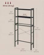 VASAGLE 3-Tier Over the Toilet Storage, Adjustable Shelves, Basket, 63''H - Image 2