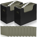 Qeeenar 2 Pcs Hanging File Box with 10 Pcs Green Hanging File Folders by Qeeenar
