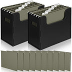 Qeeenar 2 Pcs Hanging File Box with 10 Pcs Green Hanging File Folders by Qeeenar